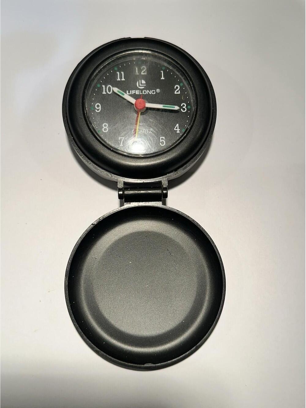 Vintage Lifelong Quartz Travel Portable Fold Up Alarm Clock Glow in Dark Analog